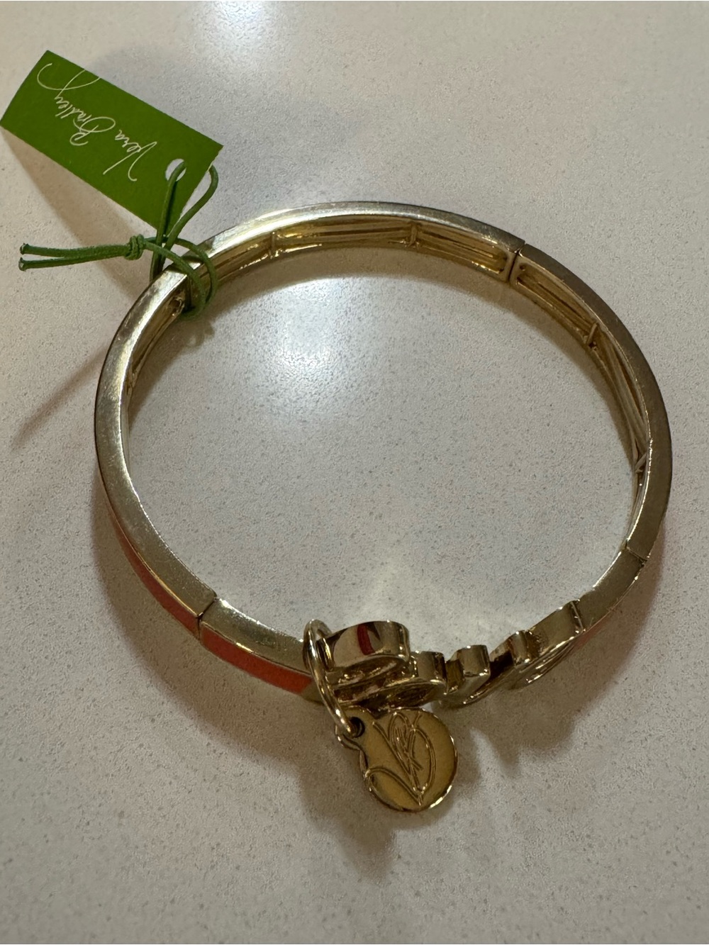 Vera Bradley Gold-Tone Hinged,  Bracelet with Love with Logo Charm
